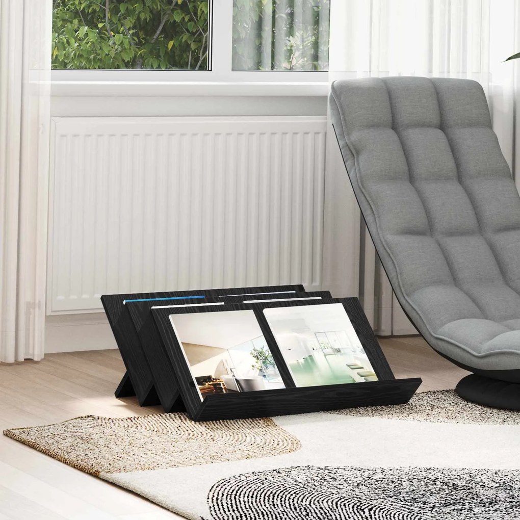 vidaXL Estante de Revistas Carvalho Preto 65 x 53 x 28,5 cm