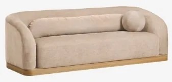 Sofá De 3 Lugares Em Chenille E Madeira De Borracha Zofli Chenille Castanho Areia Claro - Sklum