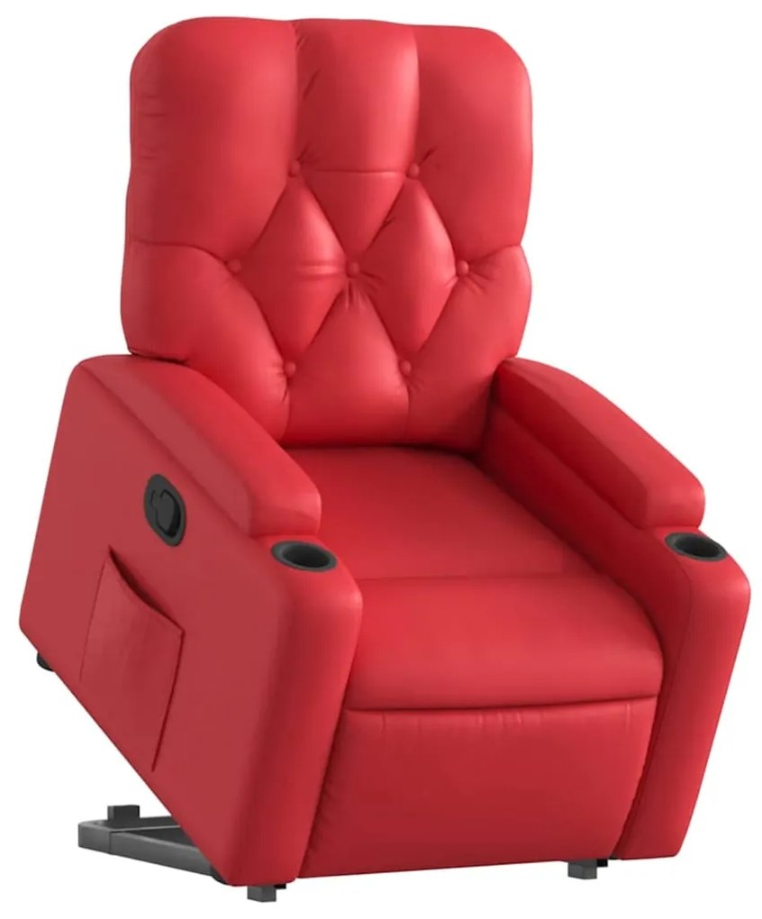 Poltrona reclinável elevatória couro artificial vermelho