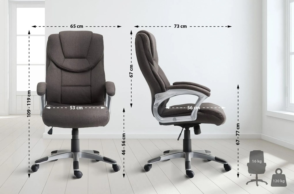 Cadeira de escritório Texas Tecido Cinza Escuro