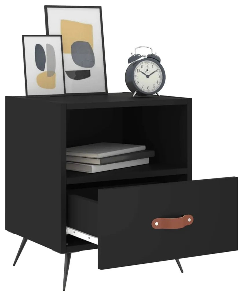 Mesas de cabeceira 2 pcs 40x35x47,5 cm deriv. de madeira preto