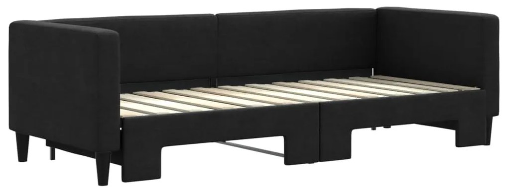 Sofá-cama com gavetão 80x200 cm tecido preto