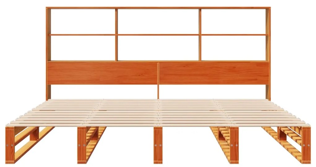 Cama sem colchão 200x200 cm madeira maciça castanho-mel