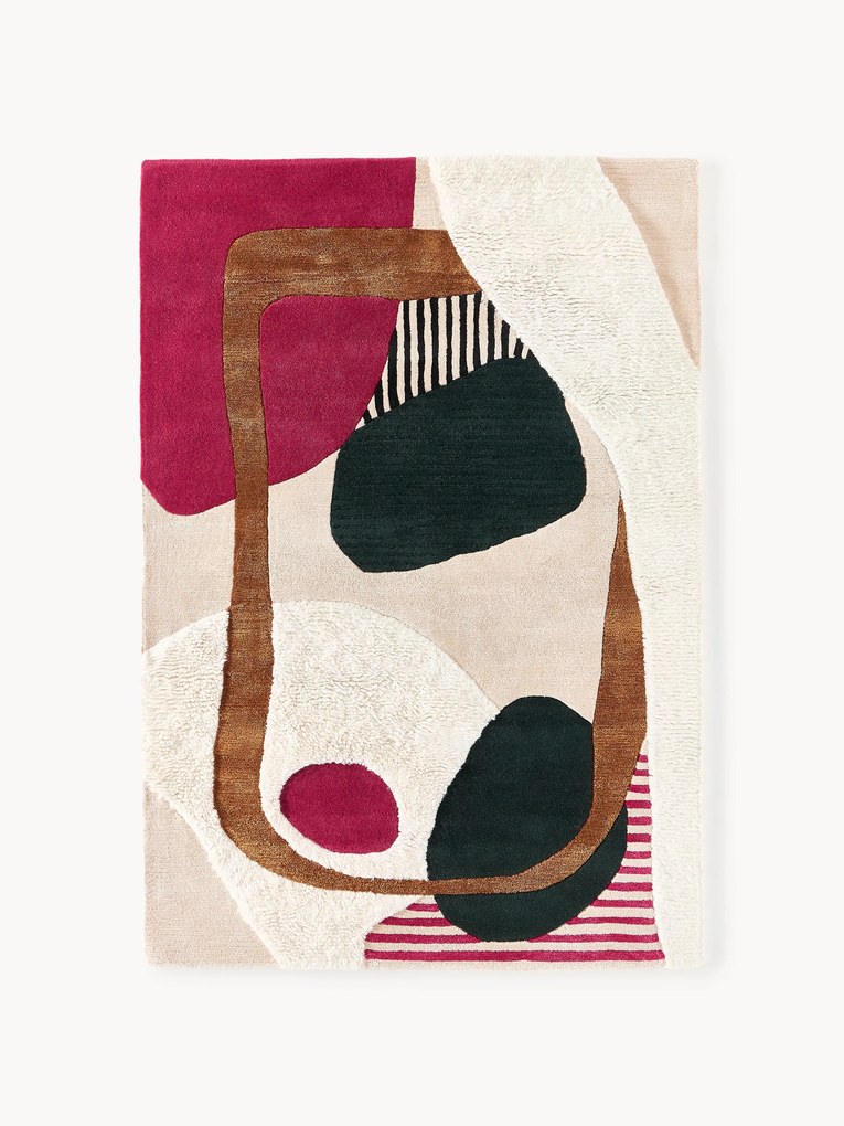 Tapete em lã artesanal com relevo Rosco