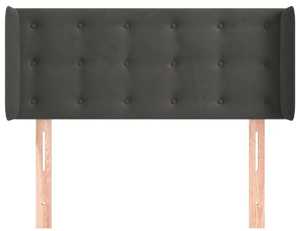 Cabeceira de cama c/ abas veludo 103x16x78/88cm cinzento-escuro