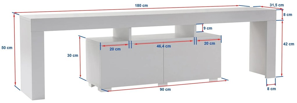 Móvel de TV "Enclave" - 180x50x31,3 cm - Design Moderno - Preto