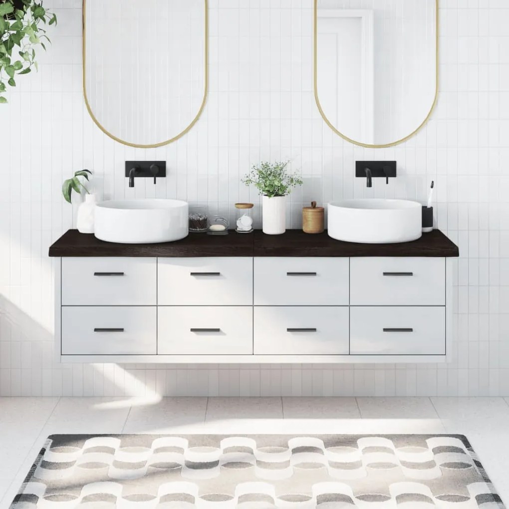 Bancada p/ WC 180x60x(2-6)cm madeira tratada maciça castanho
