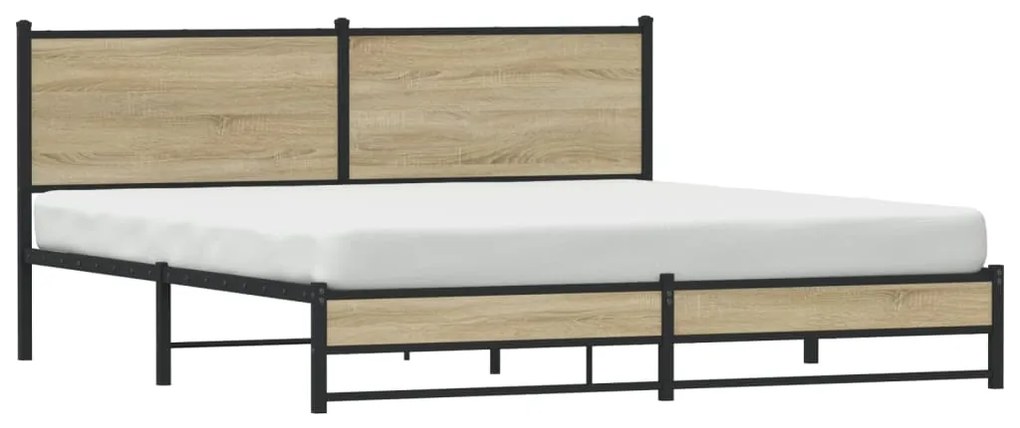 Estrutura de cama sem colchão 183x213cm metal carvalho sonoma