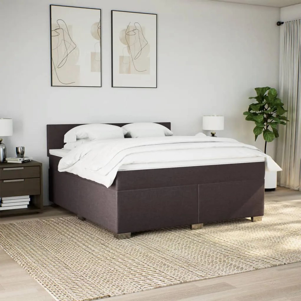 Cama com molas/colchão 180x200 cm tecido castanho-escuro