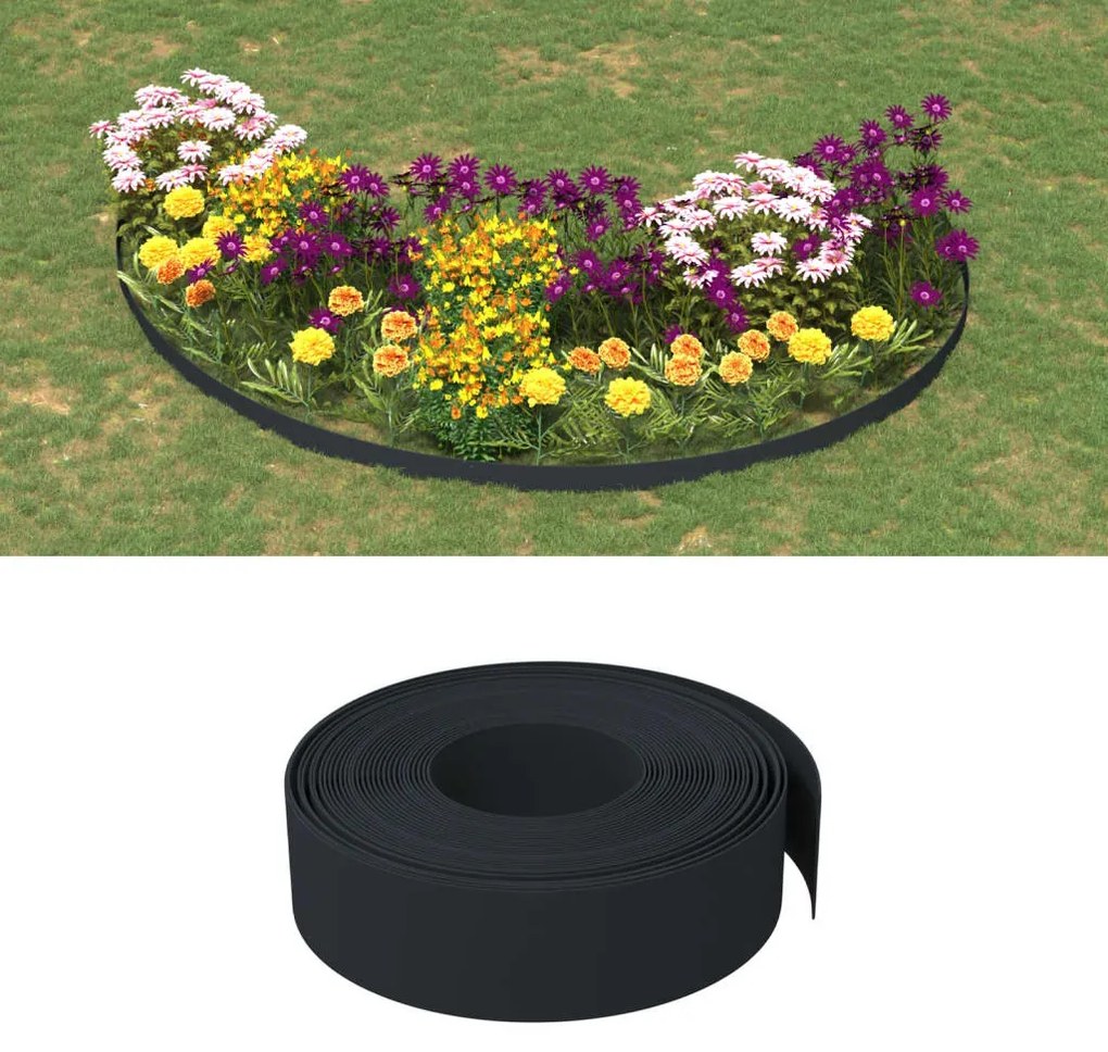 3155444 vidaXL Bordas de jardim 2 pcs 10 m 15 cm polietileno preto