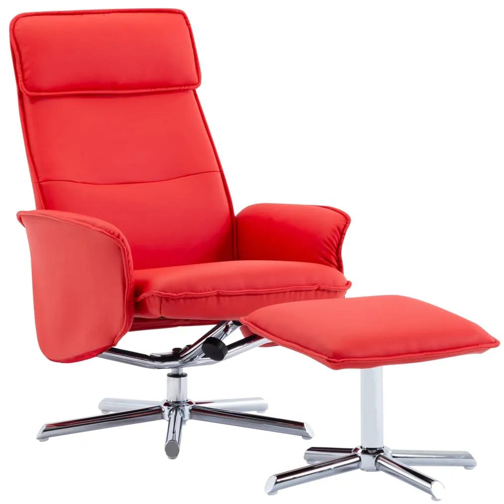 289841 vidaXL Cadeira reclinável c/ apoio de pés couro artificial vermelho