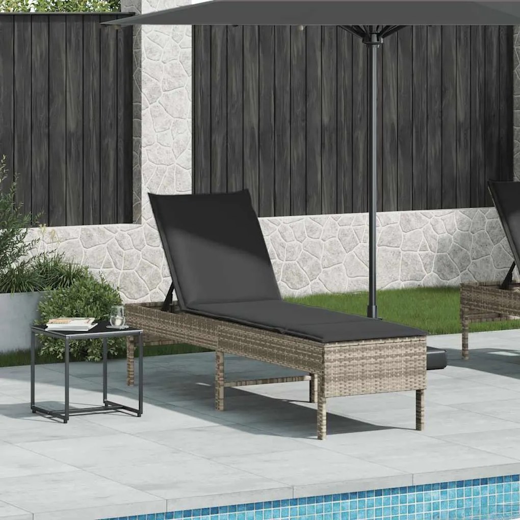 Espreguiçadeira almofadão 55x200x44cm vime PE cinzento-claro