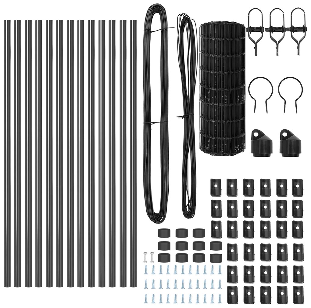 Cerca Europeia com 13 postas 0.6x25 m aço galvanizado cinza