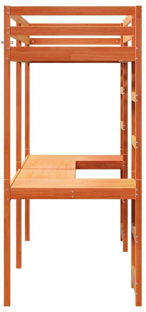 Cama alta sem colchão 75x190 cm pinho maciço castanho-mel