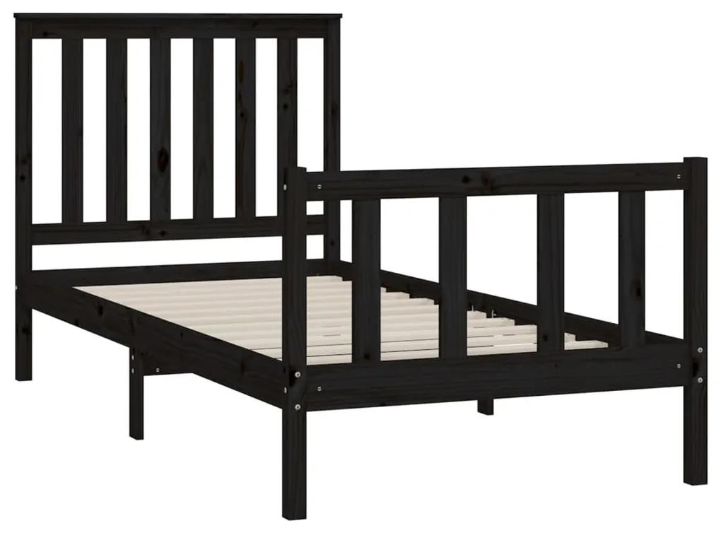 Estrutura de cama com cabeceira 90x200 cm pinho maciço preto