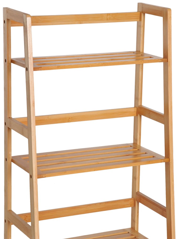 ® Estante de Bambu 4 Níveis Estante em Escada de Casa de Banho Livraria Organizador 48x30x119cm