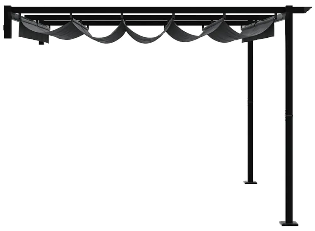 Gazebo Montado na Parede Cinzento-escuro 3 x 3 m Aço