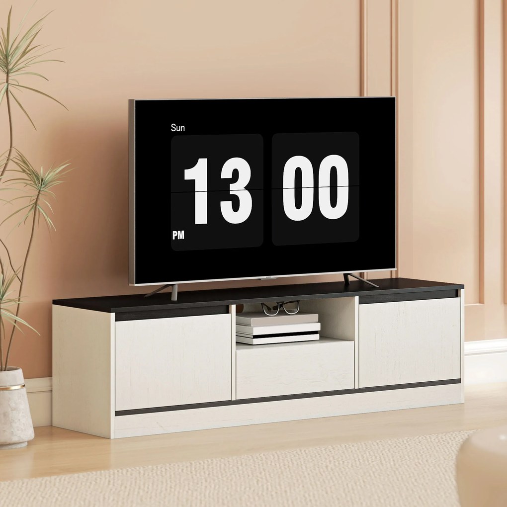 Móvel de TV, 140 x 35 x 40 cm, Para Televisões até 60", Branco e  Preto
