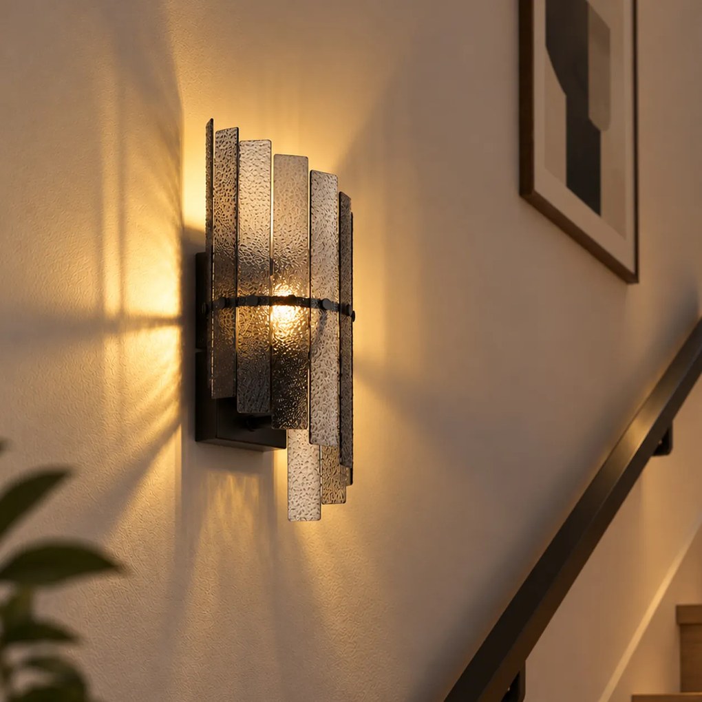 Candeeiro de Parede de Design Preto com Vidro Fumê - Versailles