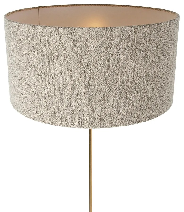 Candeeiro de pé ajustável bronze com abajur Boucle bege 50 cm - Parte Design