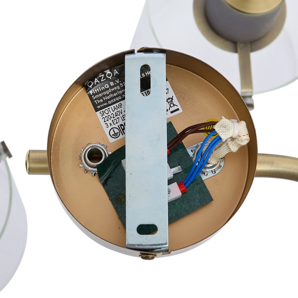 Foco de teto de design bronze com vidro transparente redondo 3-luzes - Domo Moderno