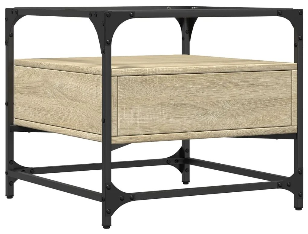 Mesa de centro c/topo de vidro 50x50x45cm carvalho sonoma aço