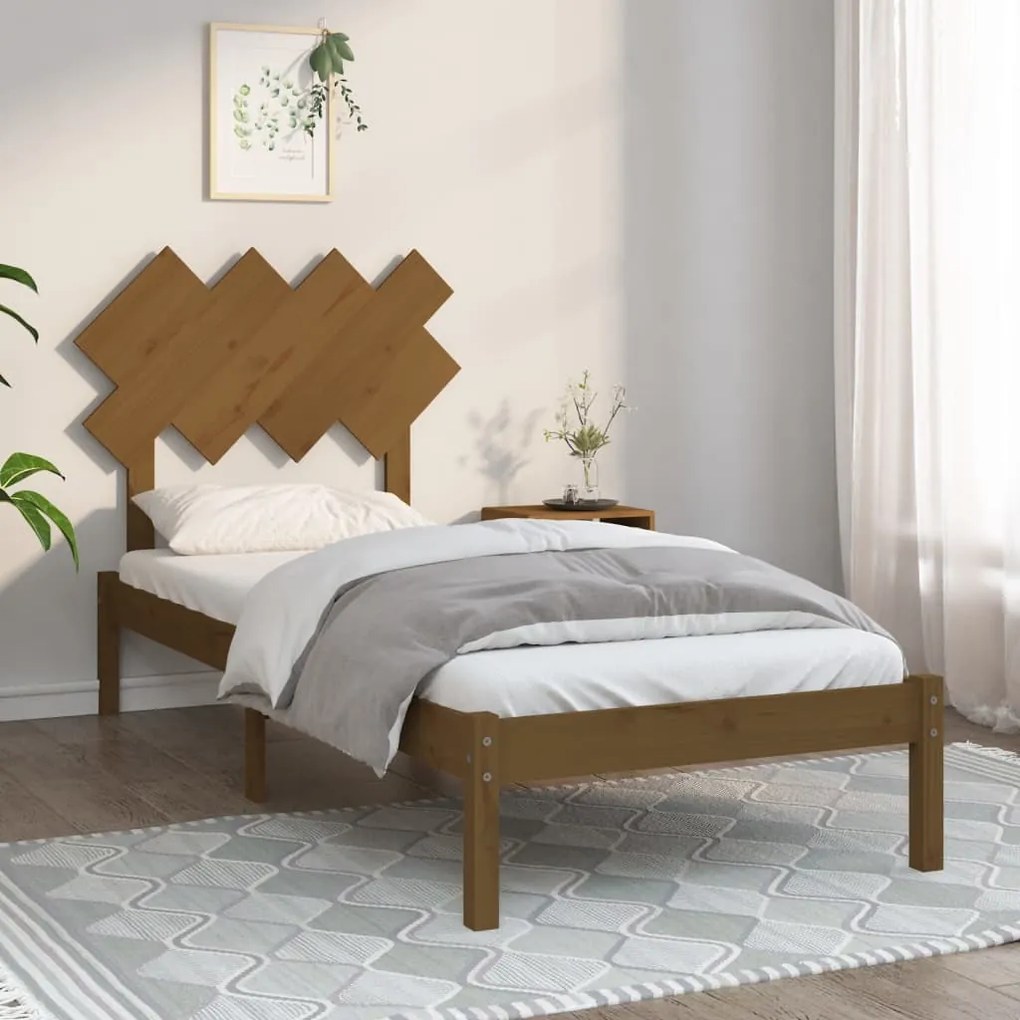 vidaXL Estrutura de cama solteiro 90x190cm madeira maciça castanho mel