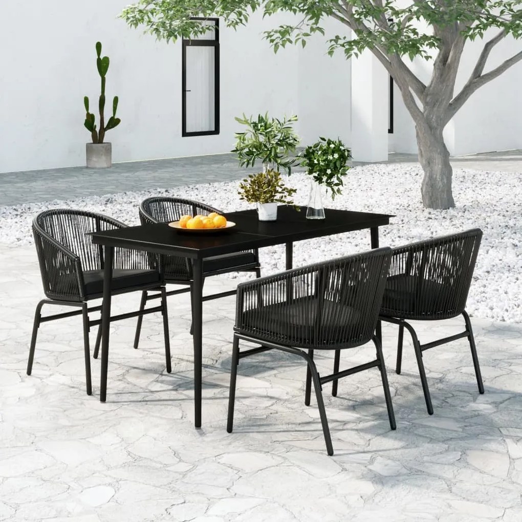 vidaXL 5 pcs Conjunto de jantar para jardim preto