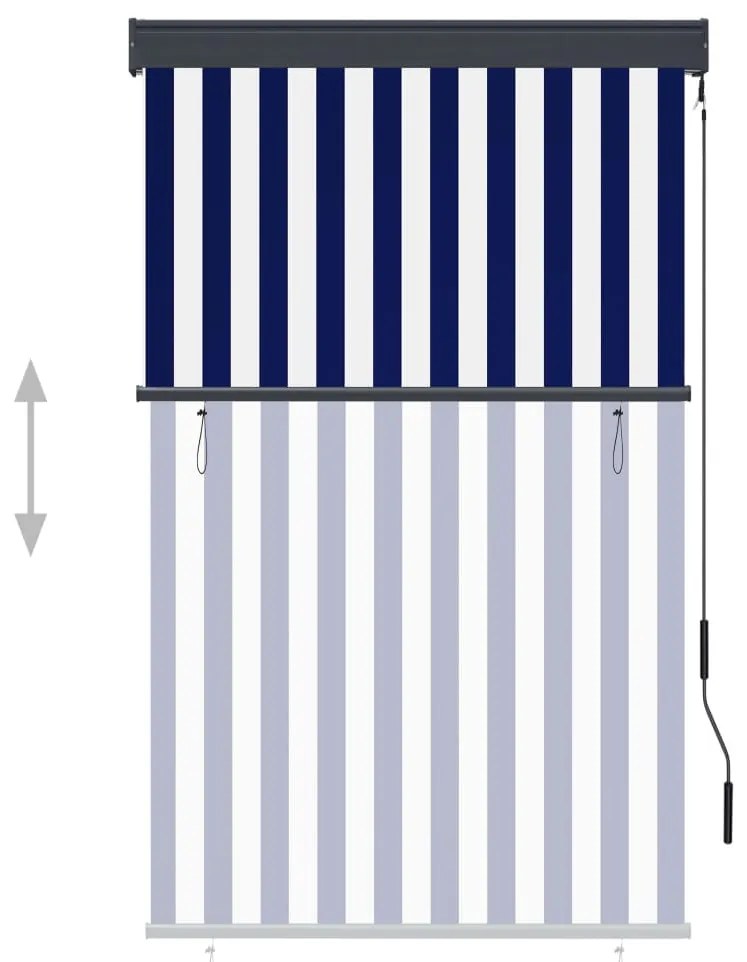 Estore de rolo para exterior 100x250 cm azul e branco