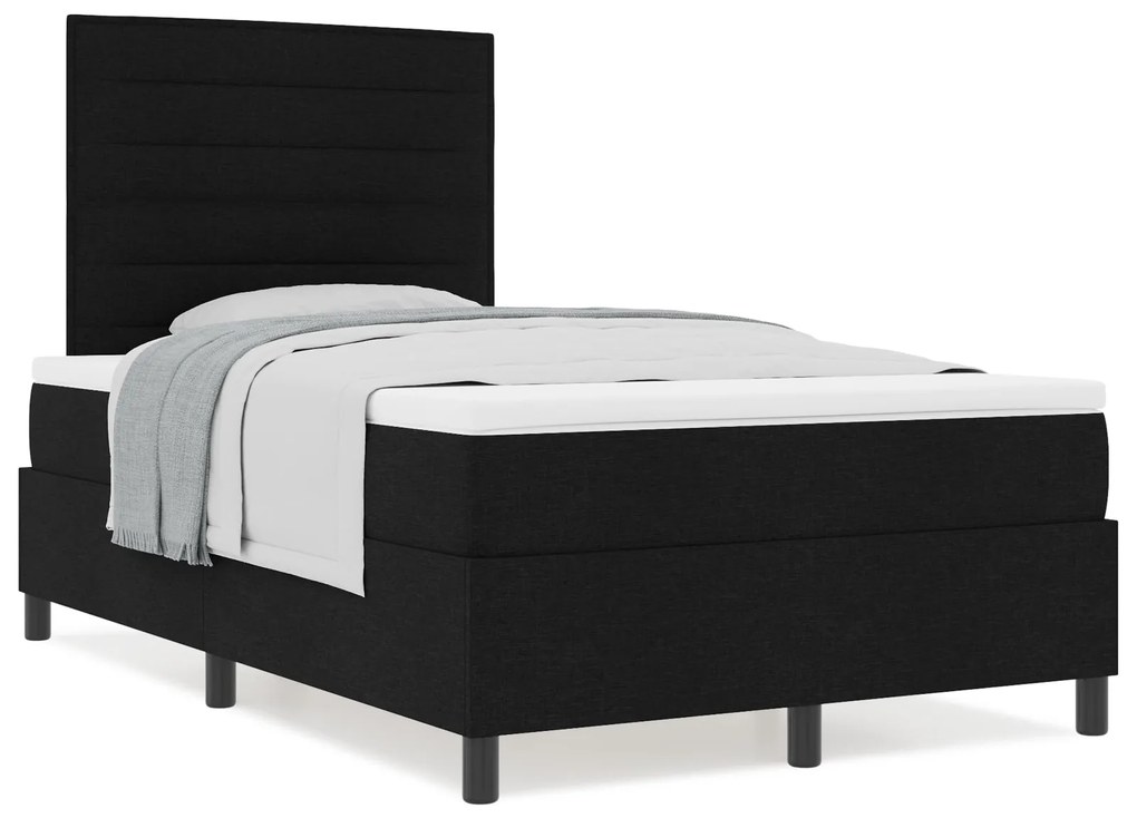 Cama Box com Colchão Preta Pequena Cama de Casal Tecido