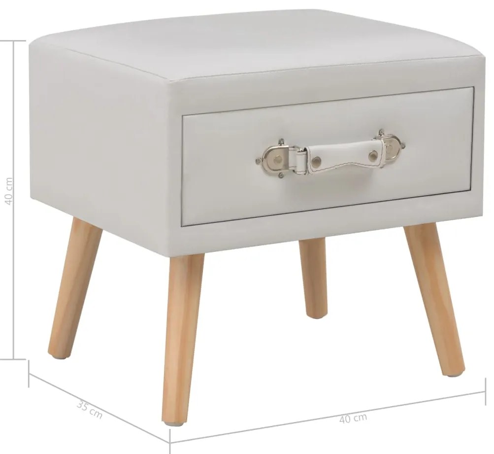 Mesa-de-cabeceira 40x35x40 cm couro artificial branco