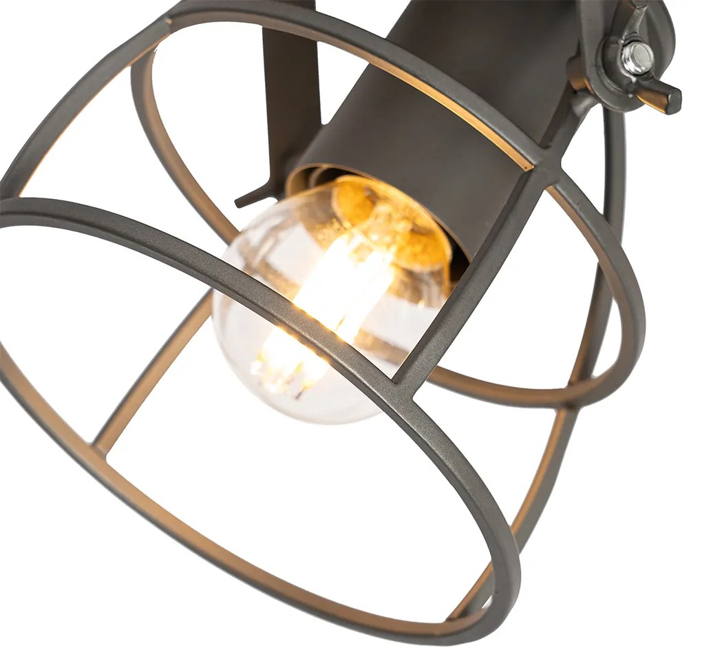 Projetores de teto industriais cinzento escuro com madeira ajustáveis 2 luzes - Arthur