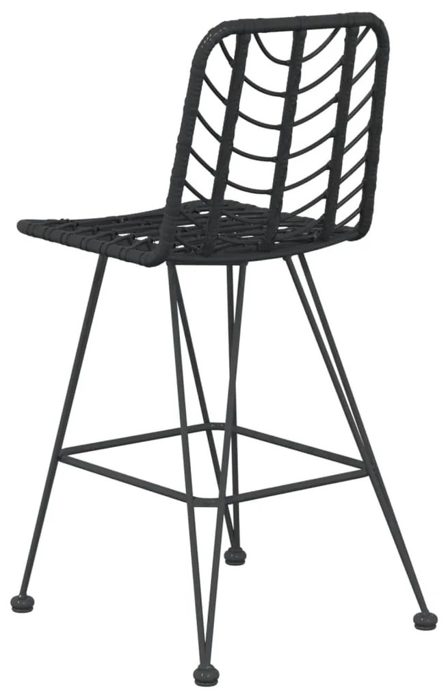 Bancos de bar 2 pcs 45x56x103,5 cm vime PE e aço preto