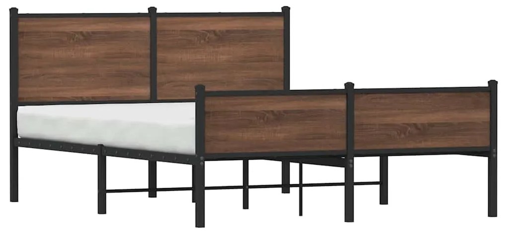 Estrutura de cama sem colchão 140x190cm metal carvalho castanho