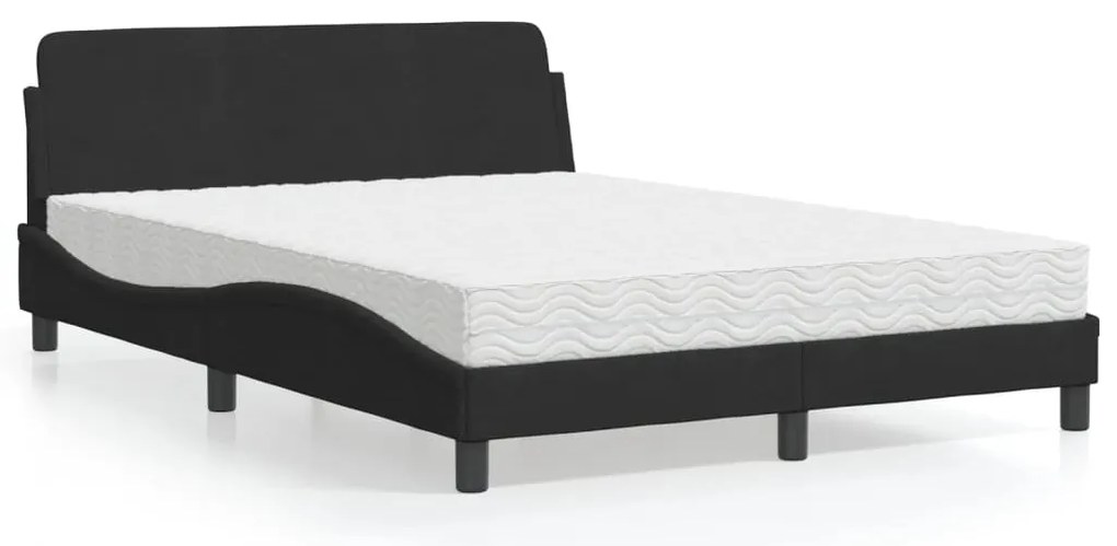 vidaXL Cama com colchão Dover 120x200 cm veludo preto