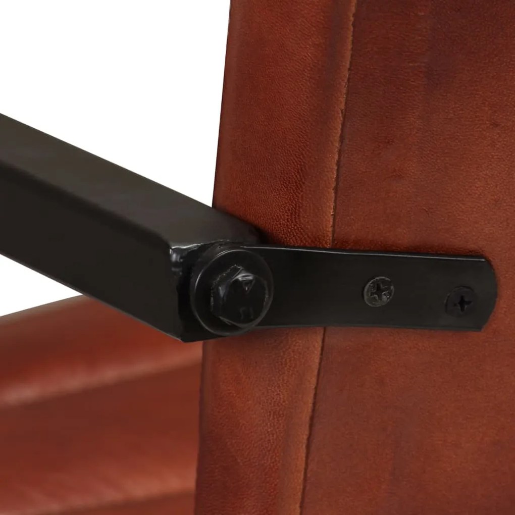 Cadeiras de jantar 2 pcs couro genuíno castanho