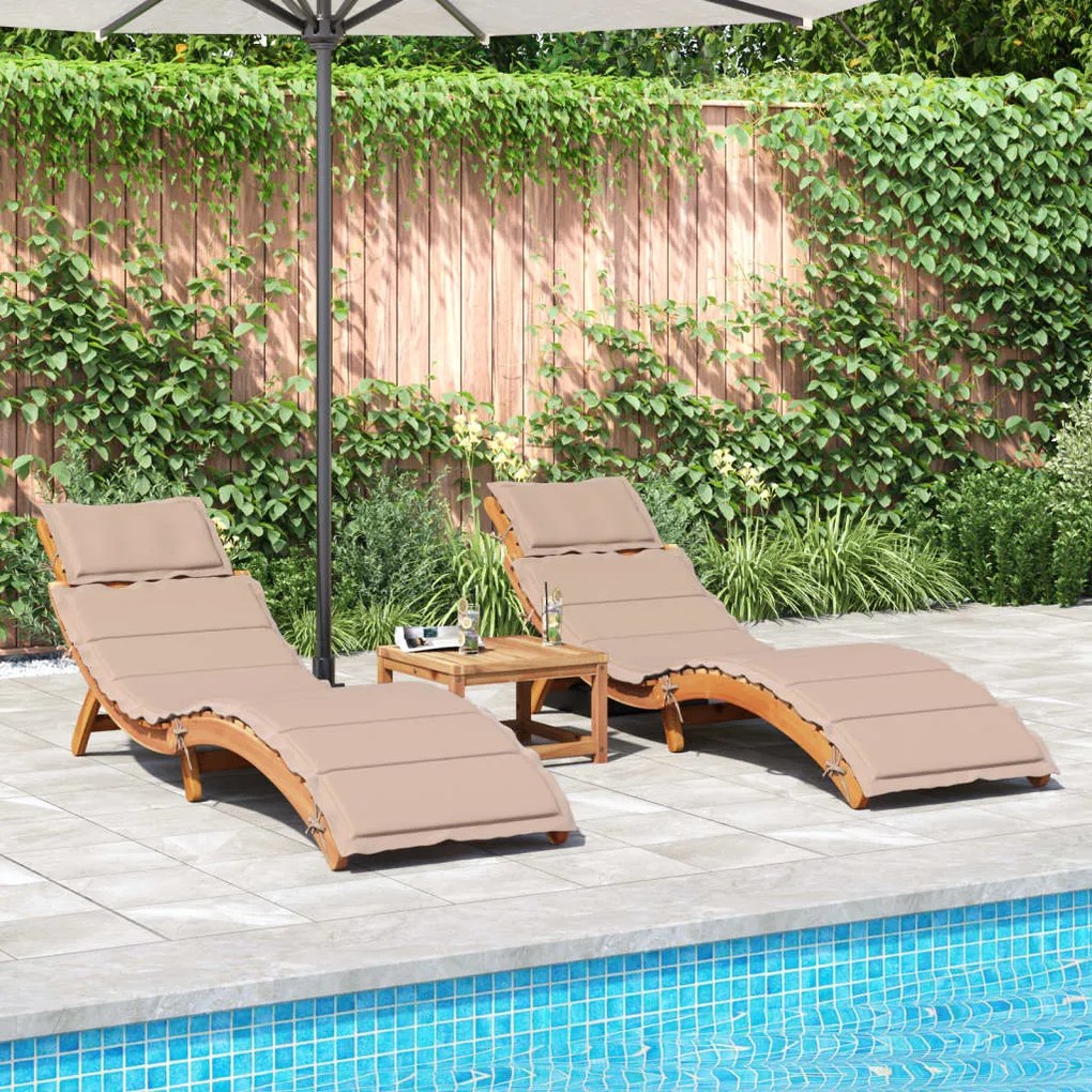 Espreguiçadeiras c/ almofadões 2 pcs acácia cinza-acastanhado