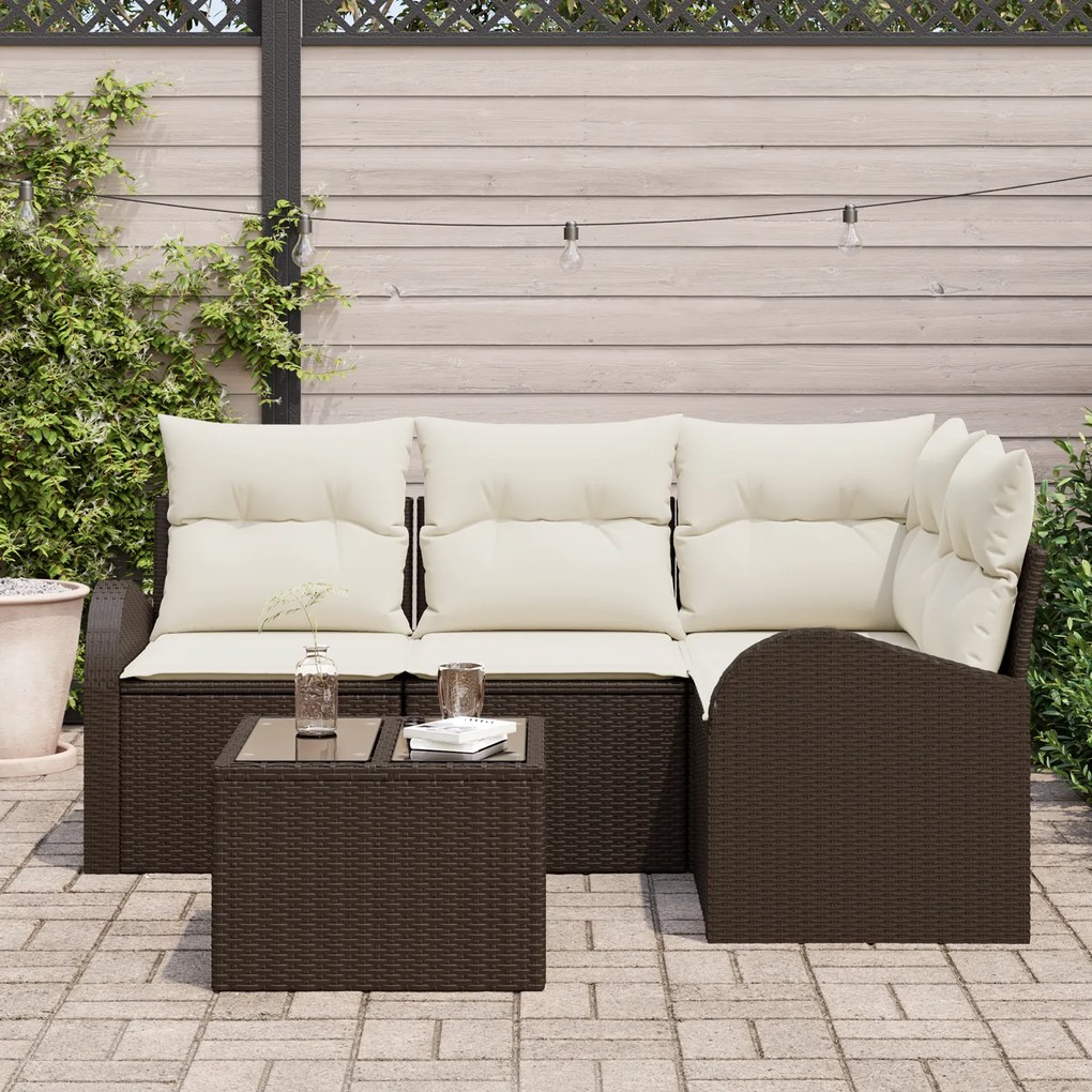 Conjunto de Sofás de Jardim vidaXL de 4 Peças com Almofadas Cinzentas