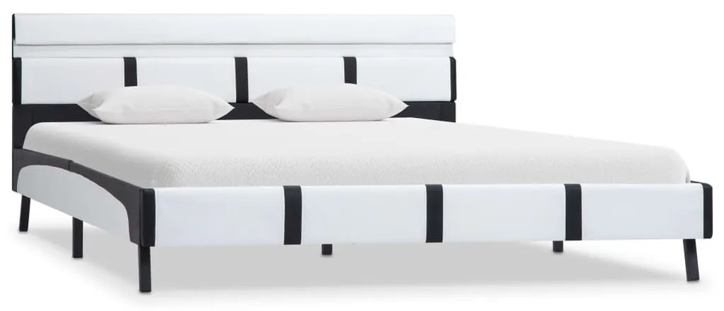 Estrutura de cama com LED 140x200 cm couro artificial branco