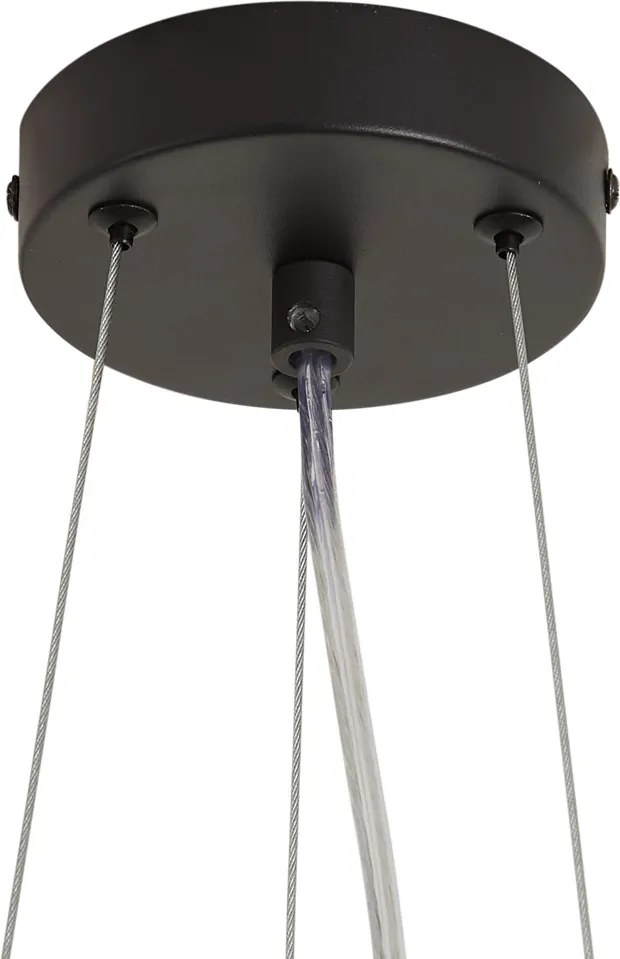 Pendente Japandi Preto com Flores Bege e Vidro Branco - Flower Power