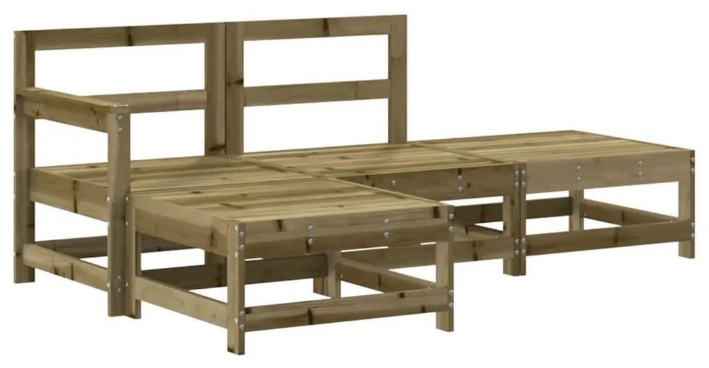 4 pcs conjunto lounge de jardim c/ almofadões pinho impregnado