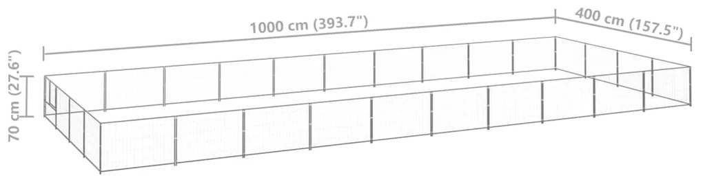 Canil para cães 40 m² aço prateado