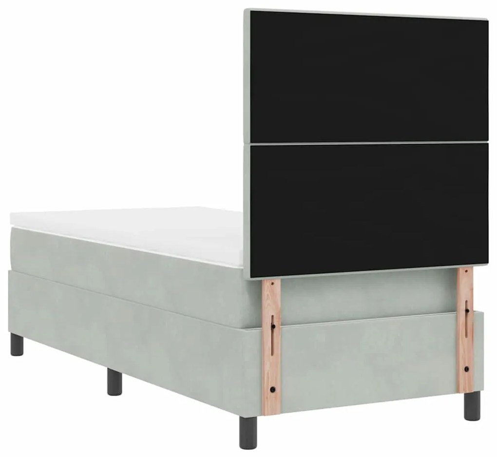 Cama Box Spring vidaXL com Colchão Cinza Claro 100x200 cm Veludo