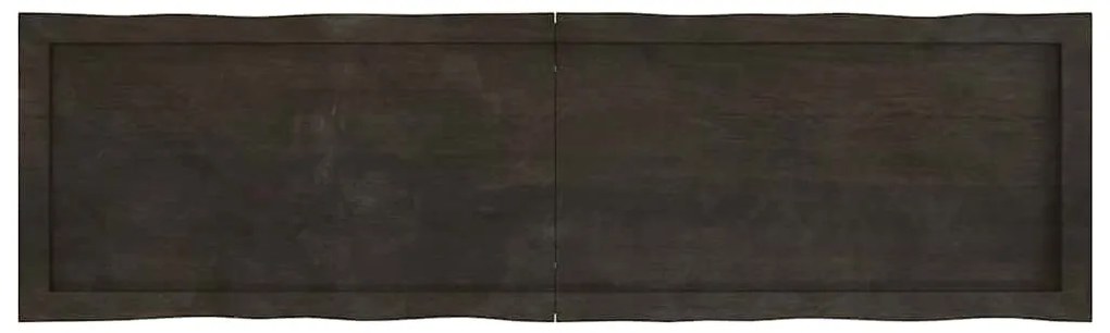 Tampo de mesa com bordas vivas maciço tratado castanho-escuro