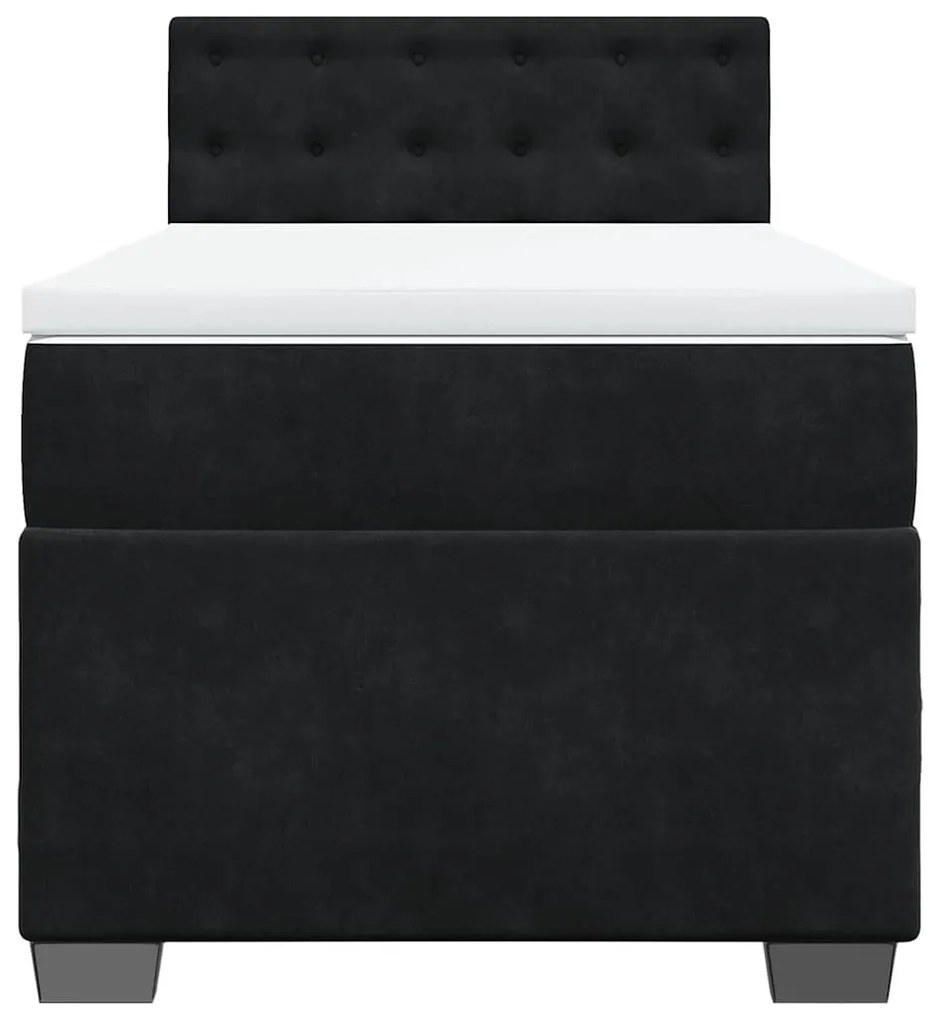 Cama box spring com colchão solteiro veludo preto