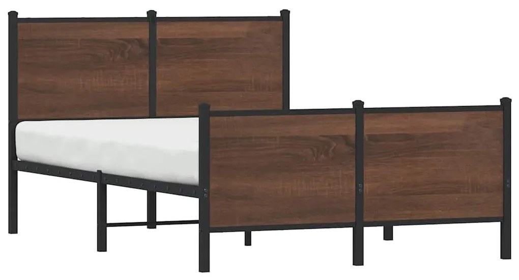 Estrutura de cama sem colchão 120x200cm metal carvalho castanho