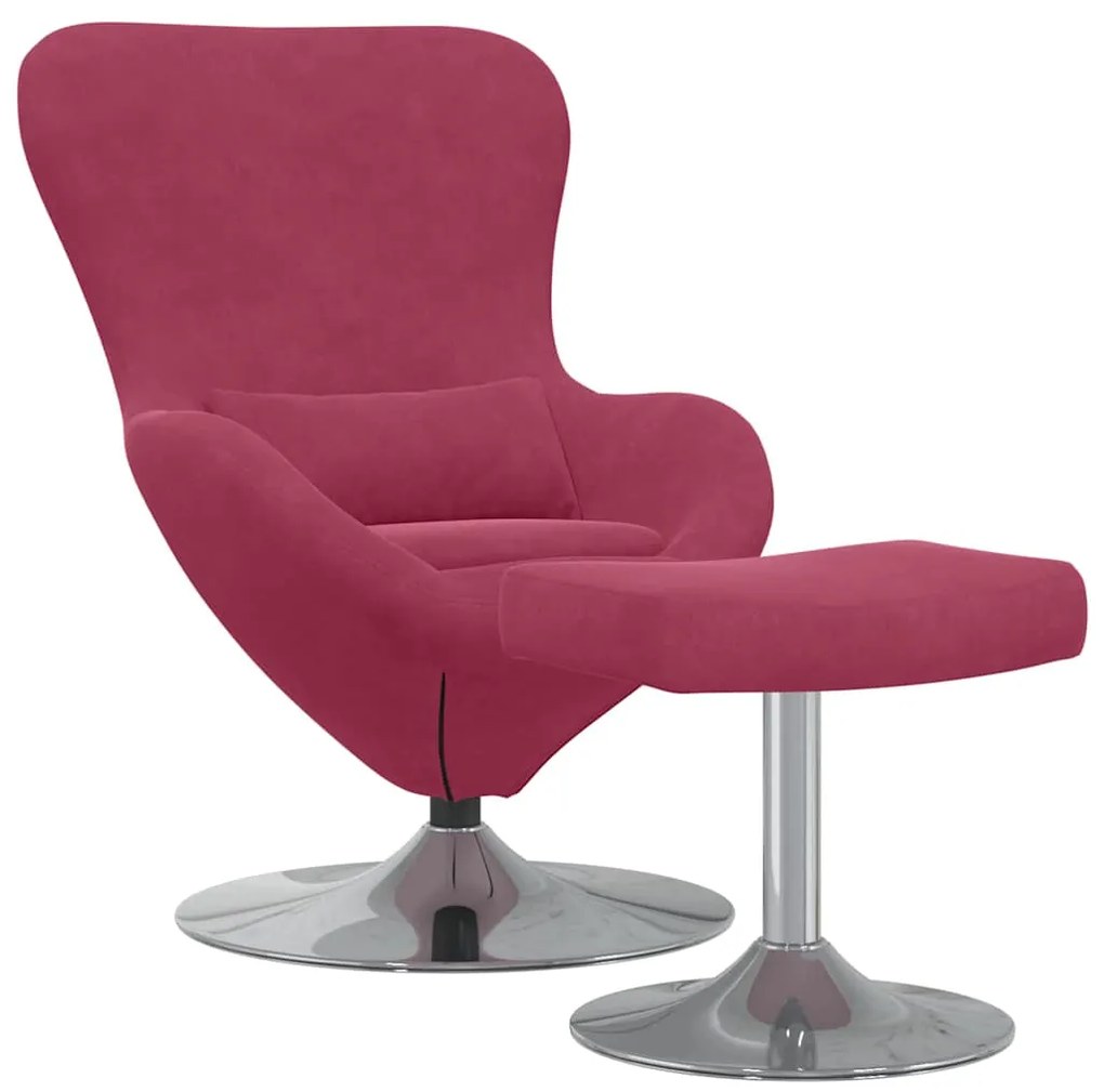 Poltrona Egg vidaXL com Puff Veludo Vermelho