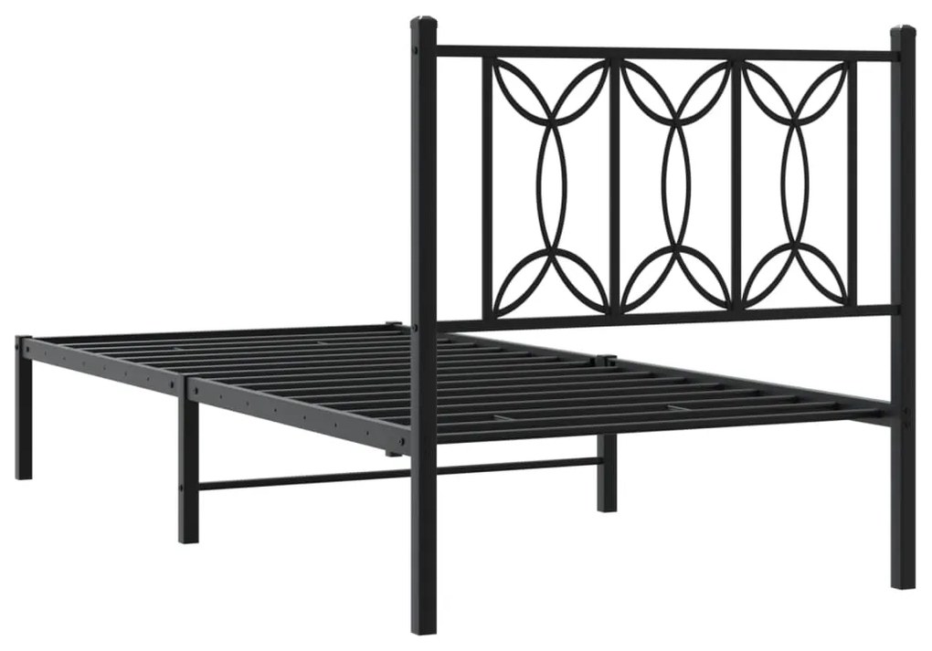 Estrutura de cama com cabeceira 90x200 cm metal preto