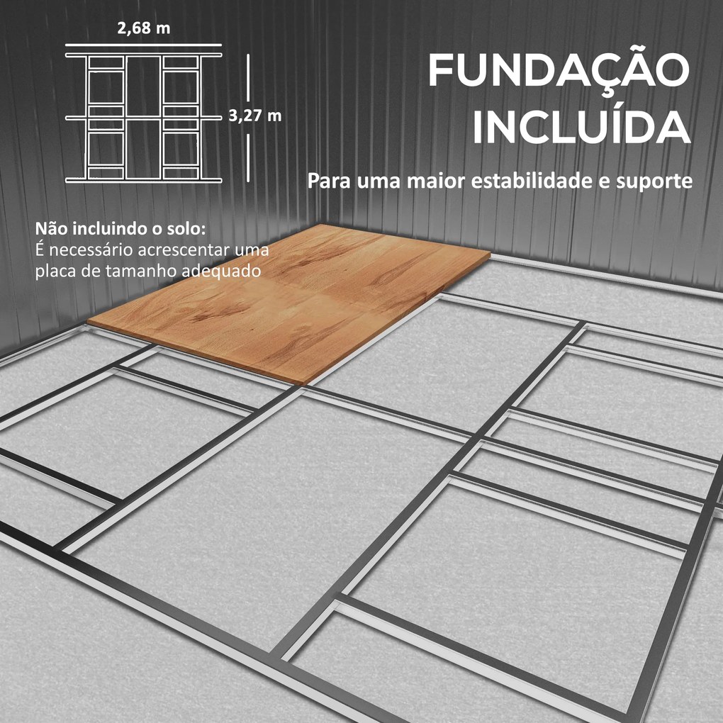 Abrigo de Jardim Exterior para Armazenamento de Ferramentas com 4 Janelas 12,4 m² 340x386x200 cm Castanho