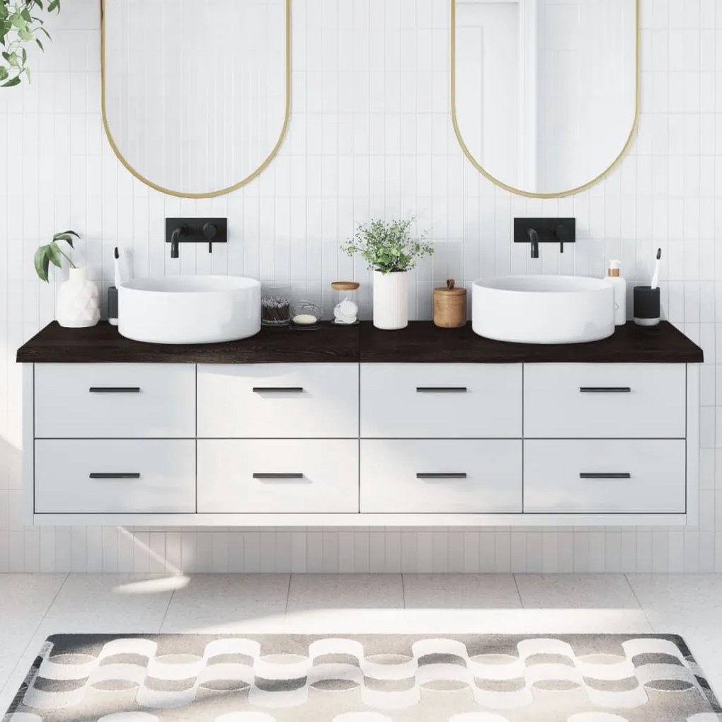 Bancada p/ WC 200x60x(2-4)cm madeira tratada maciça castanho